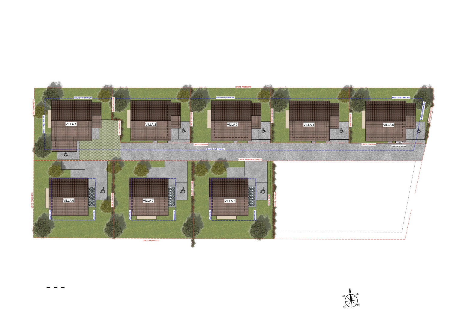 Programme Passeirier — plan de masse des 8 villas